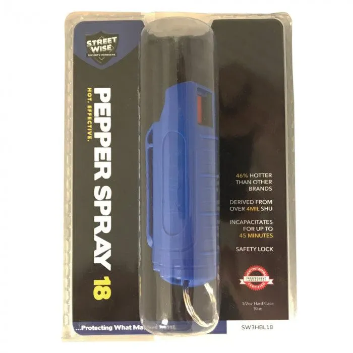 15) 1/2 oz Streetwise Blue Hard-Case 18% Pepper Spray with Counter Display Option