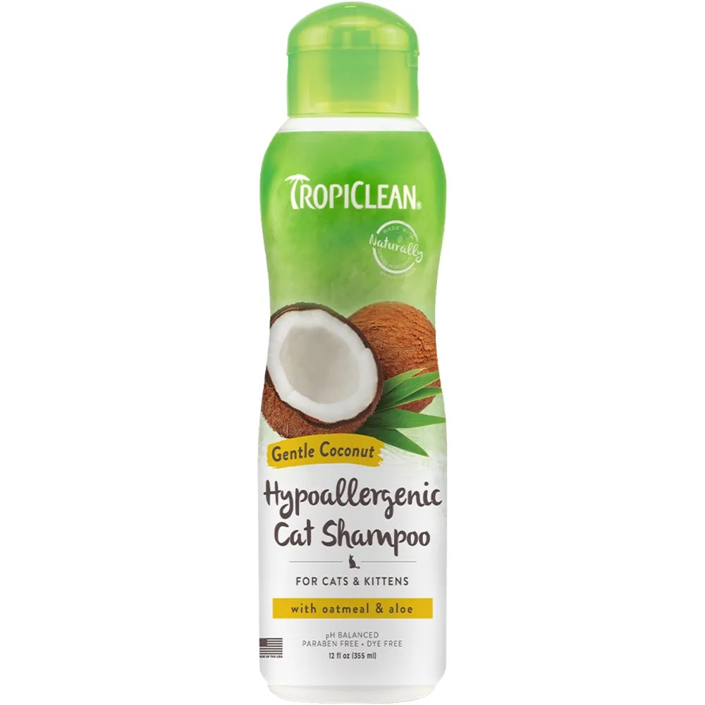 15% OFF: TropiClean Gentle Coconut Hypoallergenic Cat Shampoo 12oz