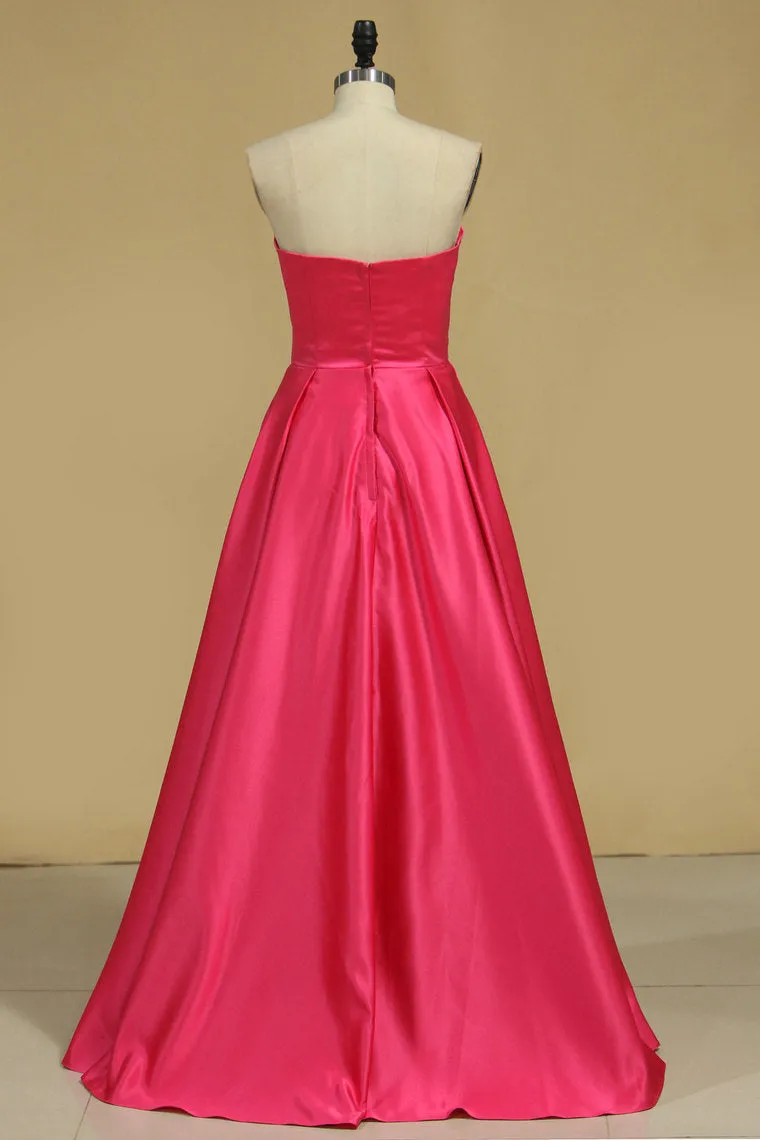 2024 Sheath Sweetheart Prom Dresses Zipper Up Satin