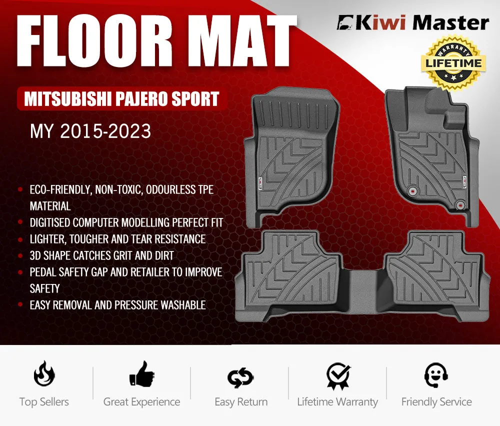 3D TPE Car Floor Mats for Mitsubishi Pajero Sport MY 2015-2023