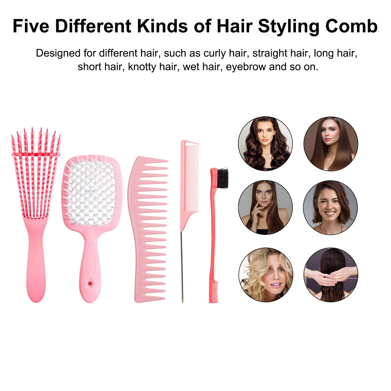 5 Piece Hair Styling Comb Set