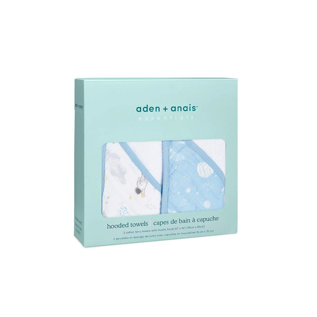 aden   anais Essentials Hooded Towel - Space Explorers - 2 Pack