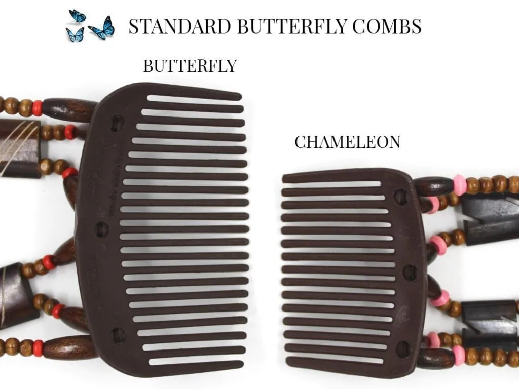 African Butterfly Chameleon Hair Comb - Dalena Black 40