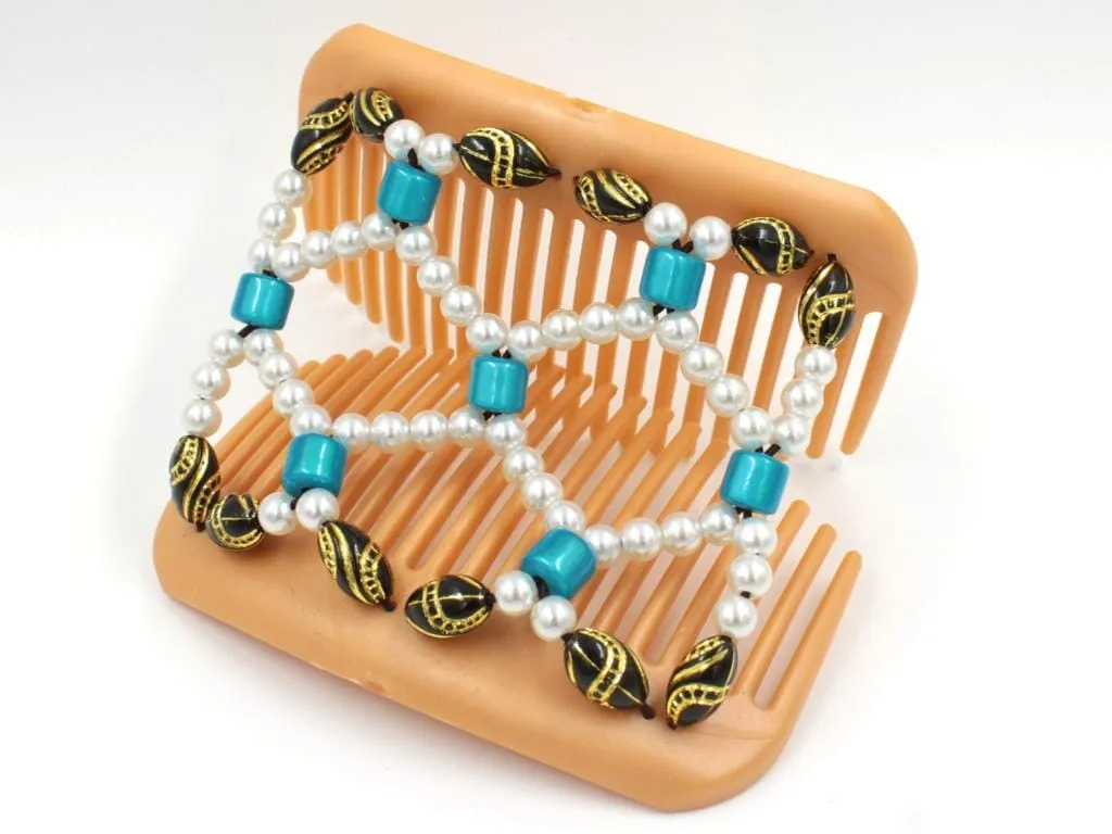 African Butterfly Hair Comb - Ndalena Blonde Pearl 13