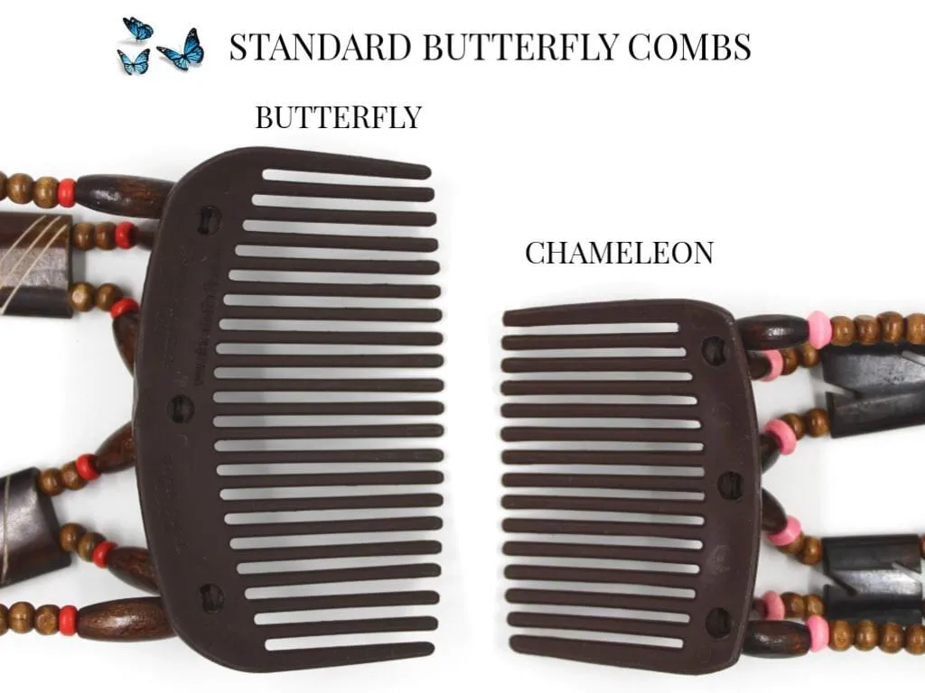 African Butterfly Thick Hair Comb - Beada Tube Black 68