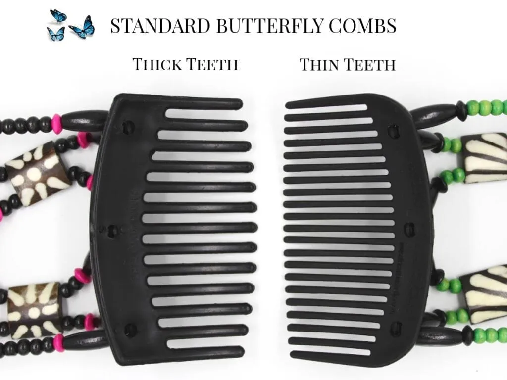 African Butterfly Thick Hair Comb - Beada Tube Black 68