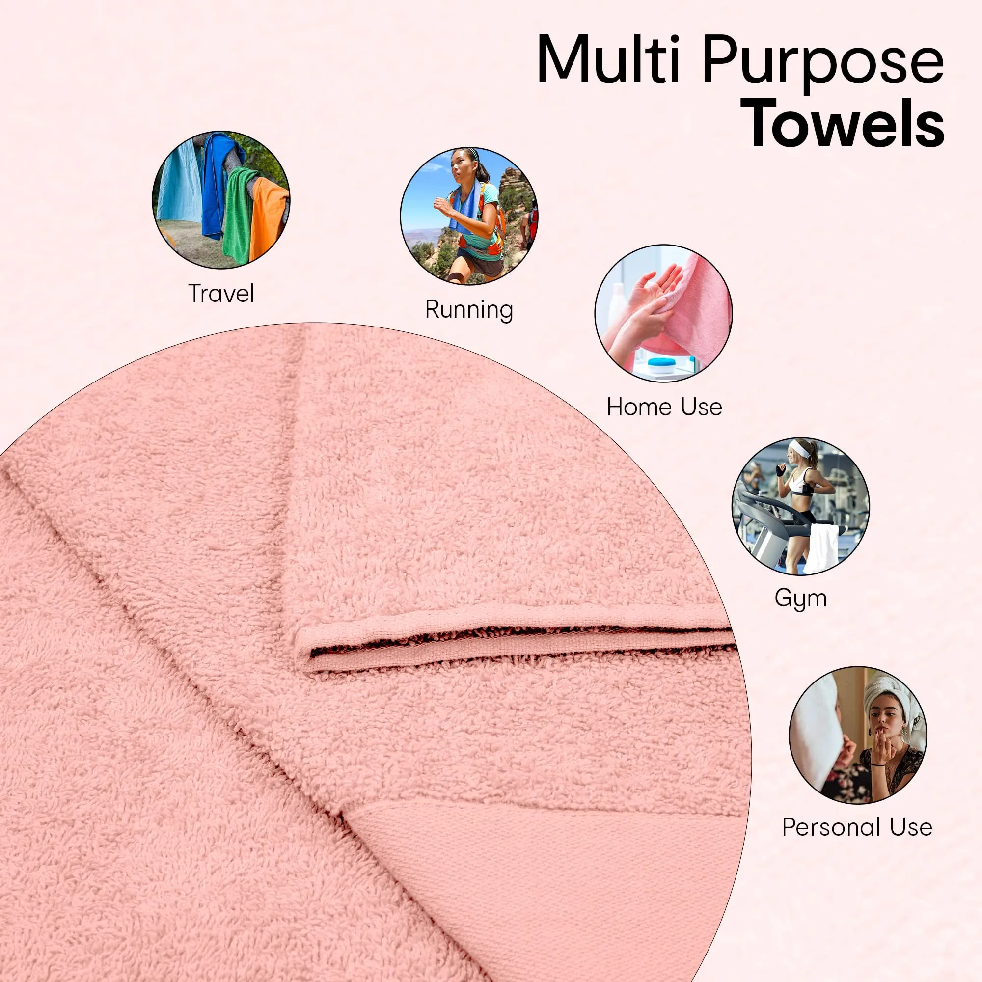 Anko Australia 100% Cotton 550 GSM Malmo Hand Towel | Set of 12 | Super-Soft, Absorbent, Quick-Drying | Soft Pink Towel for Men, Women & Kids | 60x40 cm |Travel, Gym, Spa Towel