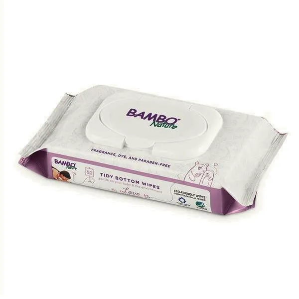 Bambo Nature Tidy Bottom Wet Wipes, Allergy Free (50 wipes)