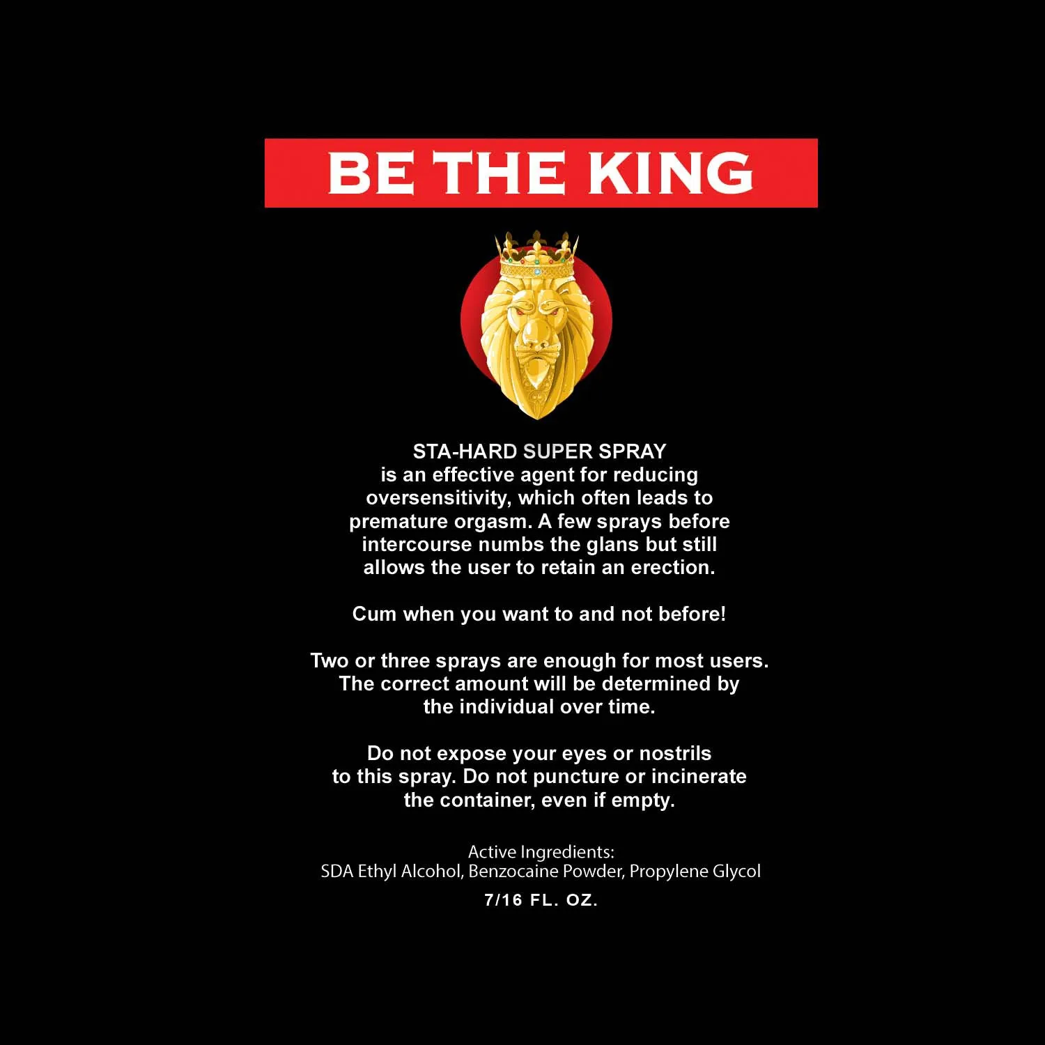 Be The King | Climax Delay Spray | Desensitizer Spray | Ejaculation Delay