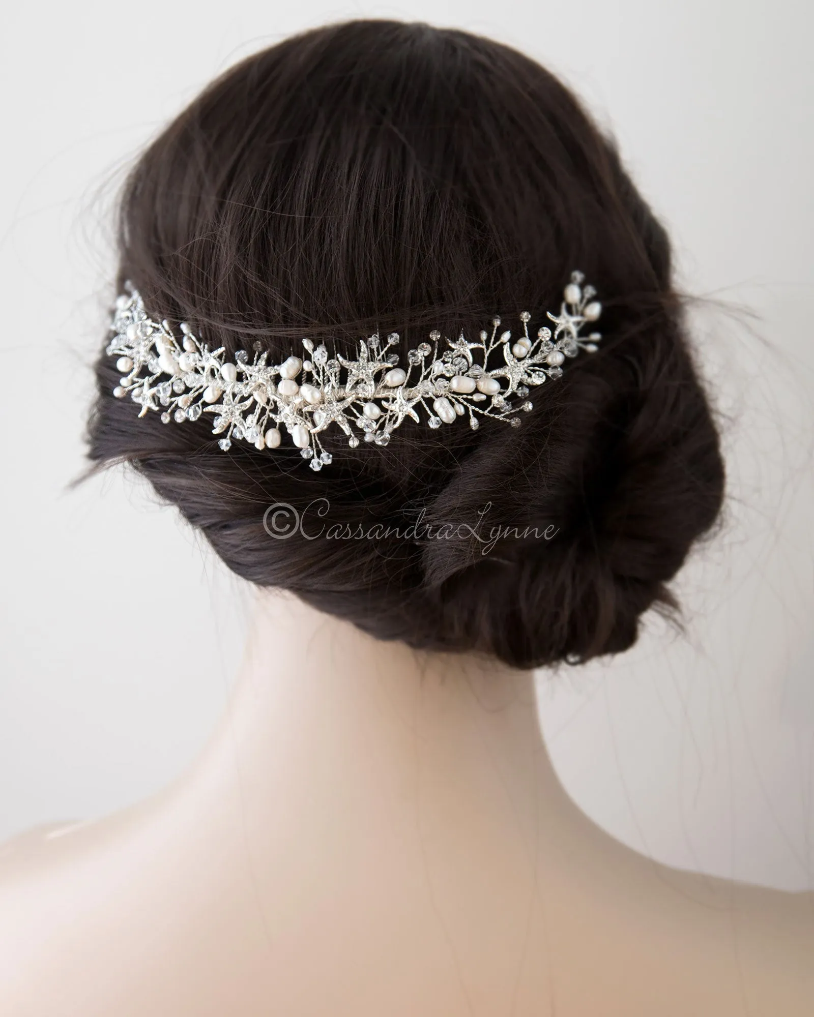 Beach Wedding Headpiece of Starfish and Crystals