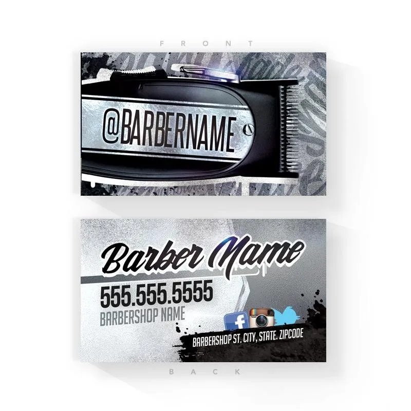 Black Splash Barber Business Cards (2x3.5 inches)