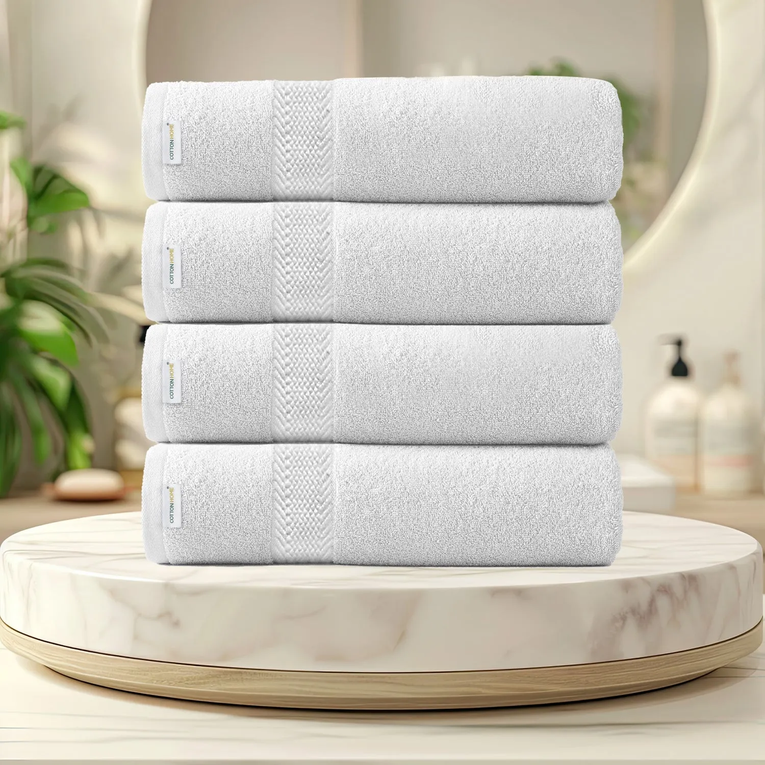 Cotton Hand Towel 50x100 CM 4 Piece Set-Soft Feel, Quick Dry, Highly Absorbent Durable Towels