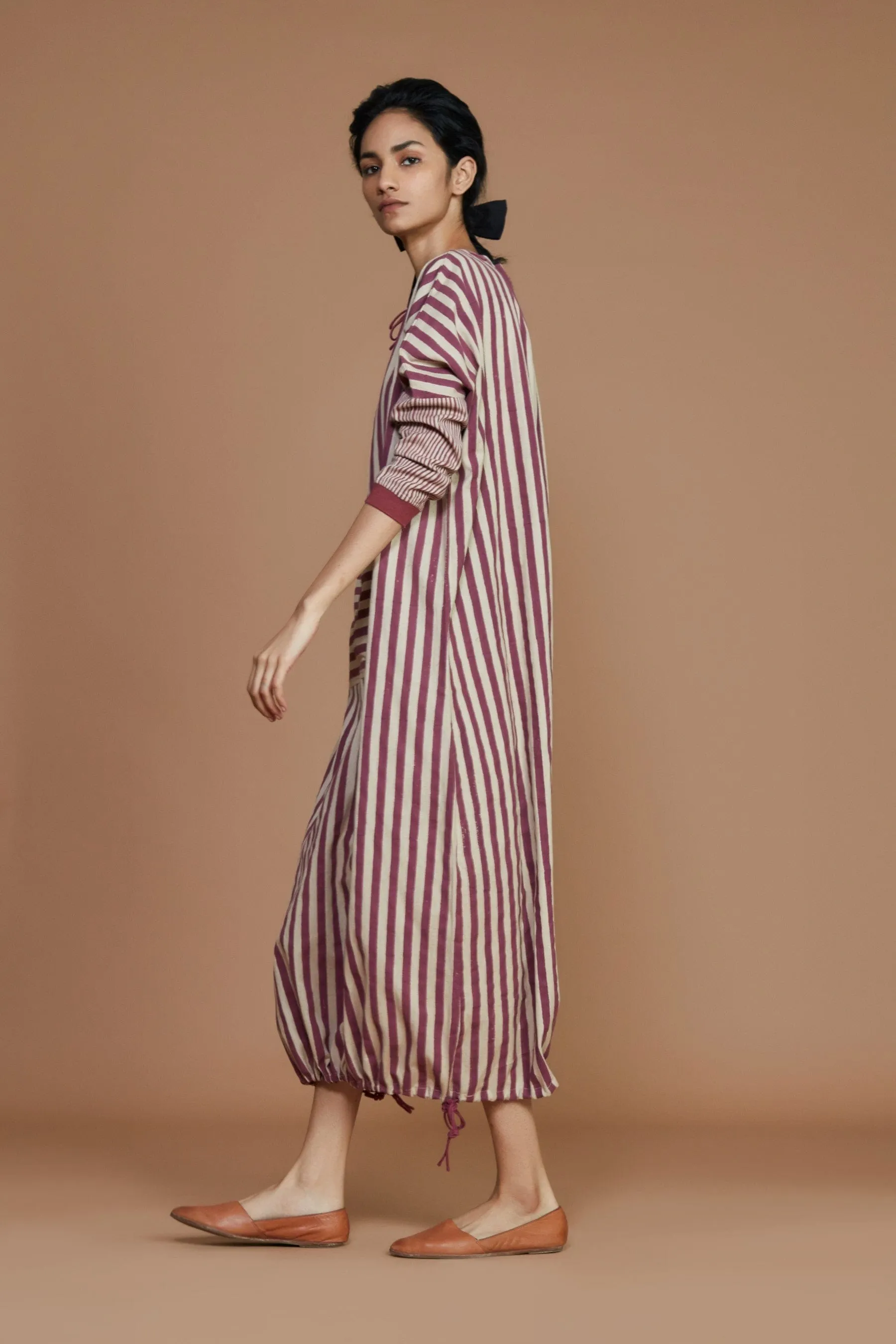 DS Ivory with Mauve Striped Dress (Ready to Ship)