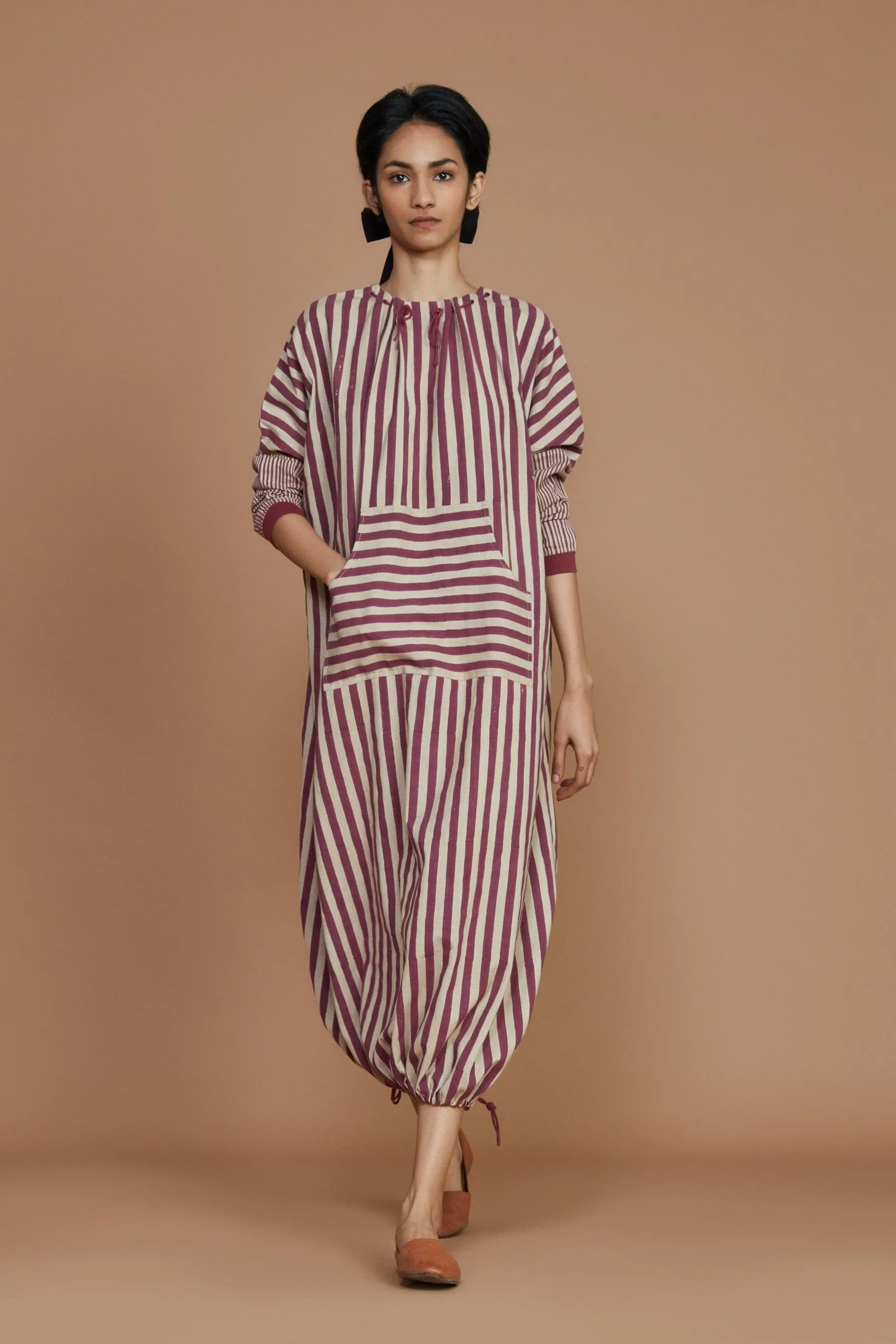 DS Ivory with Mauve Striped Dress (Ready to Ship)