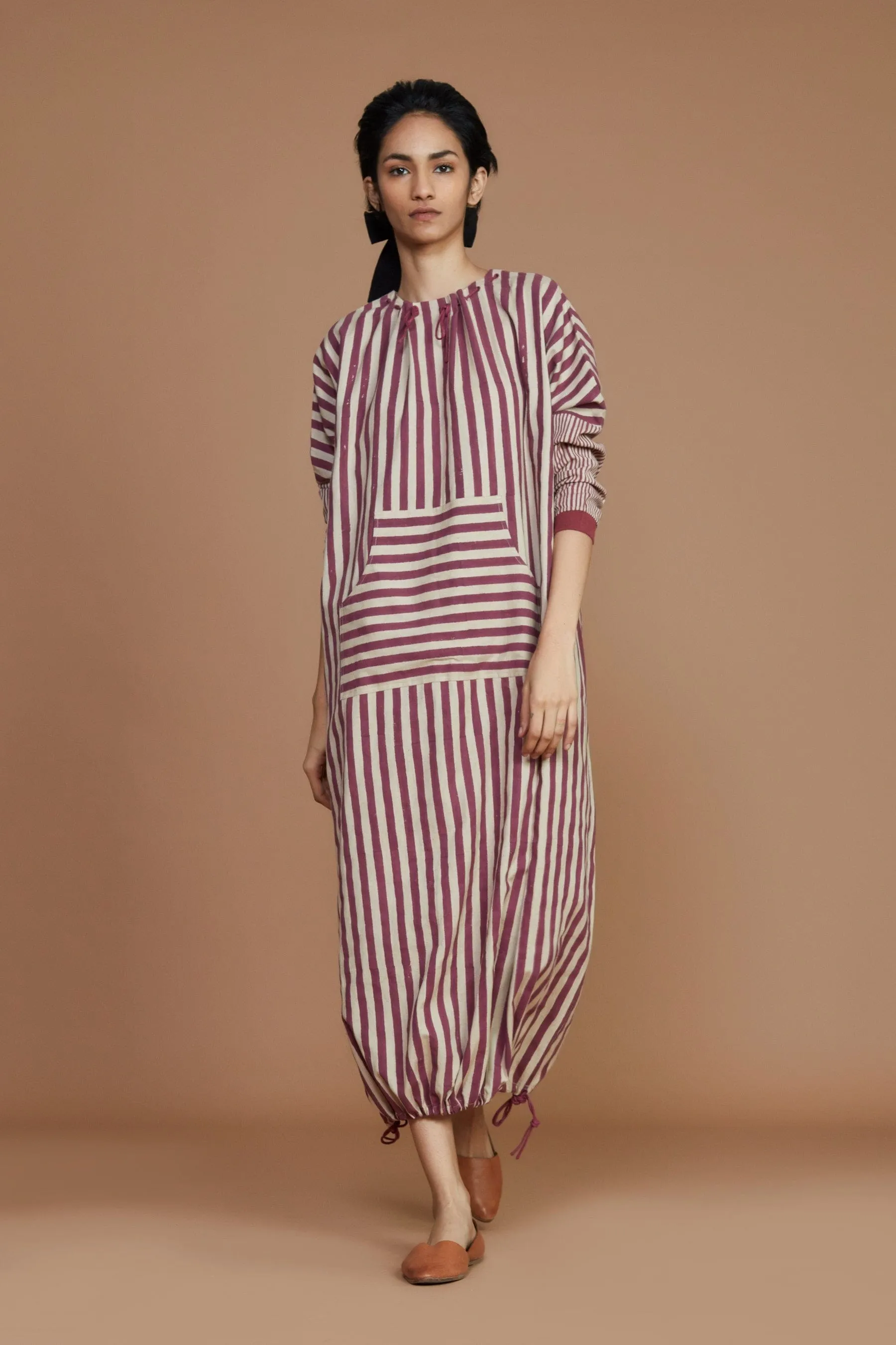 DS Ivory with Mauve Striped Dress (Ready to Ship)