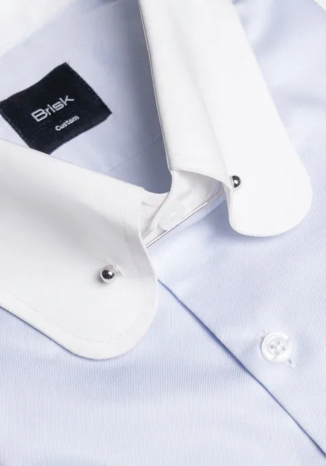 Egyptian Pastel Ice Blue Twill Shirt - Club Pin Collar