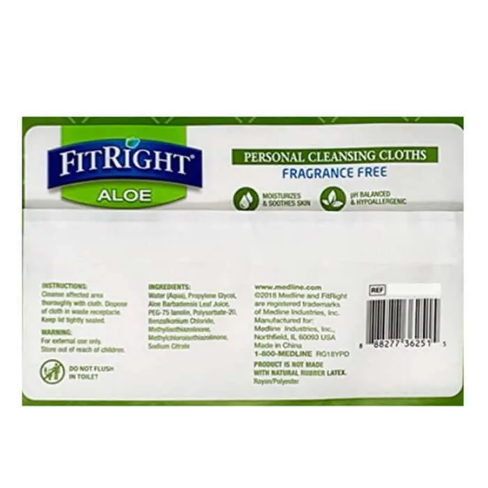 FitRight Aloe Personal Cleansing Wipes - Fragrance Free