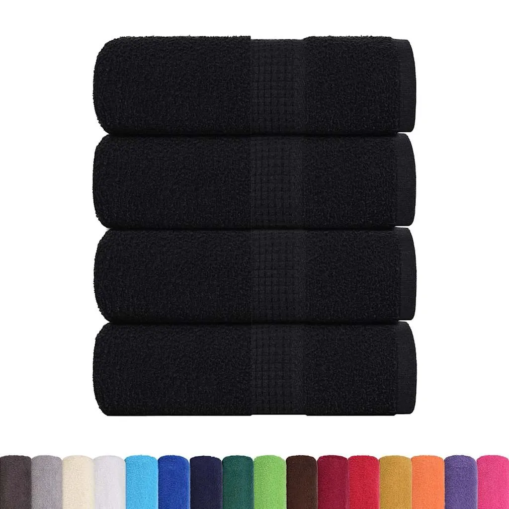 Guest Towels 4 pcs Black 30x50 cm 360 gsm 100% Cotton