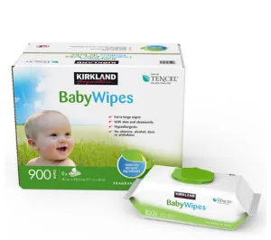 Kirkland Signature Tencel Baby Wipe Unscented Ultra Soft Extra Large 9X100 Wipes