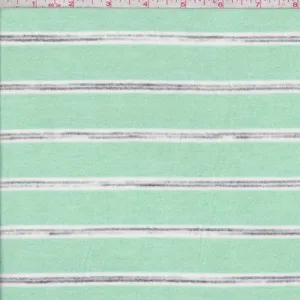 Mint/White/Black Stripe Rayon Jersey Knit Fabric