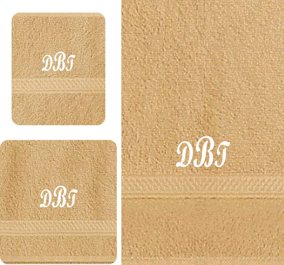 Monogram 3 Piece Tan Towel Set