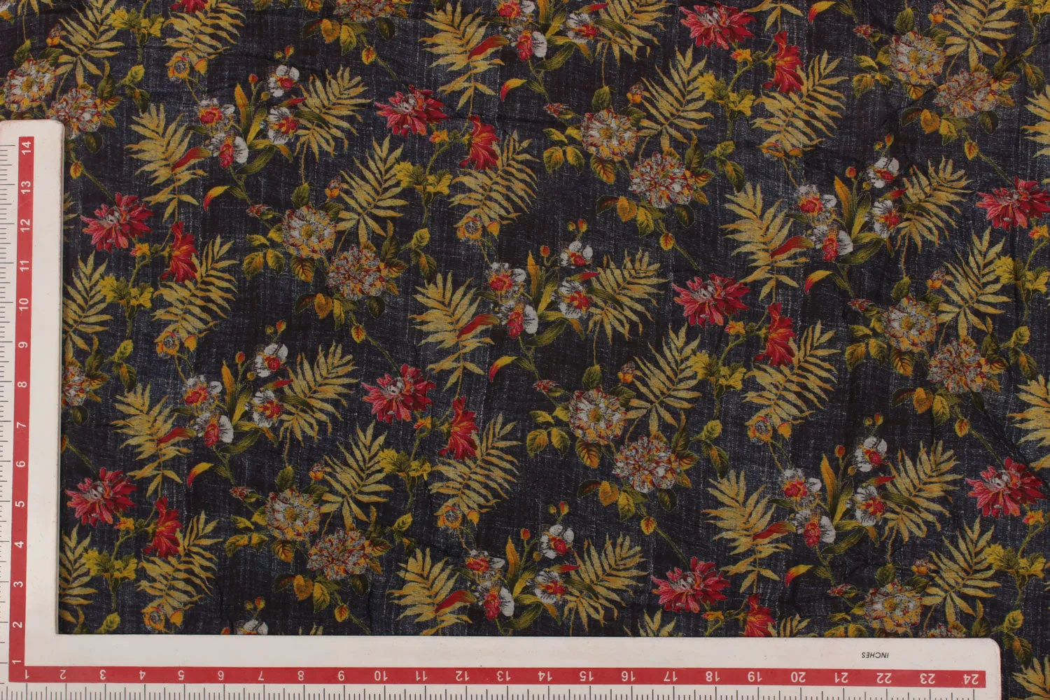 Multicolour Floral Viscose Blend Fabric