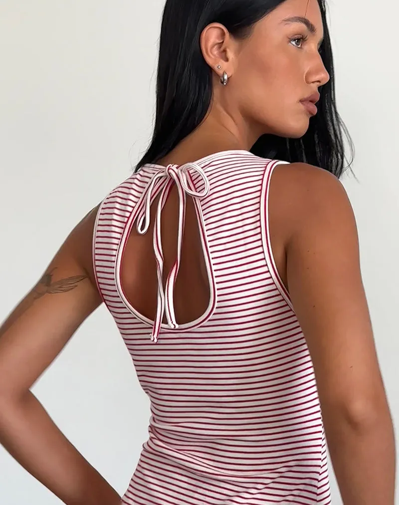 Muzuki Jersey Mini Dress in Red and White Stripe