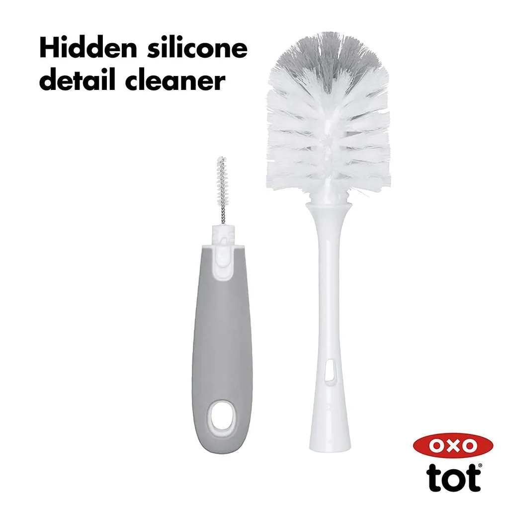 OXO Tot Bottle Brush With Detail Cleaner & Stand - Grey