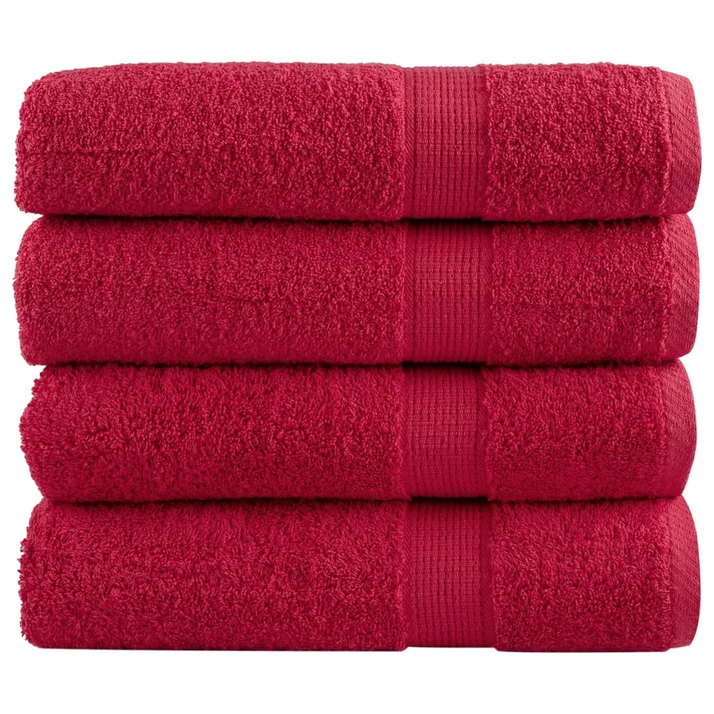 Premium Hand Towels 4 pcs Red 50x100 cm 600 gsm 100% Cotton