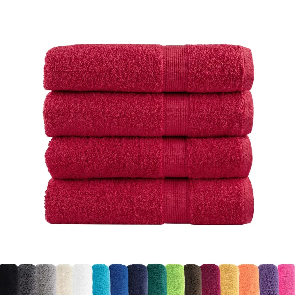 Premium Hand Towels 4 pcs Red 50x100 cm 600 gsm 100% Cotton