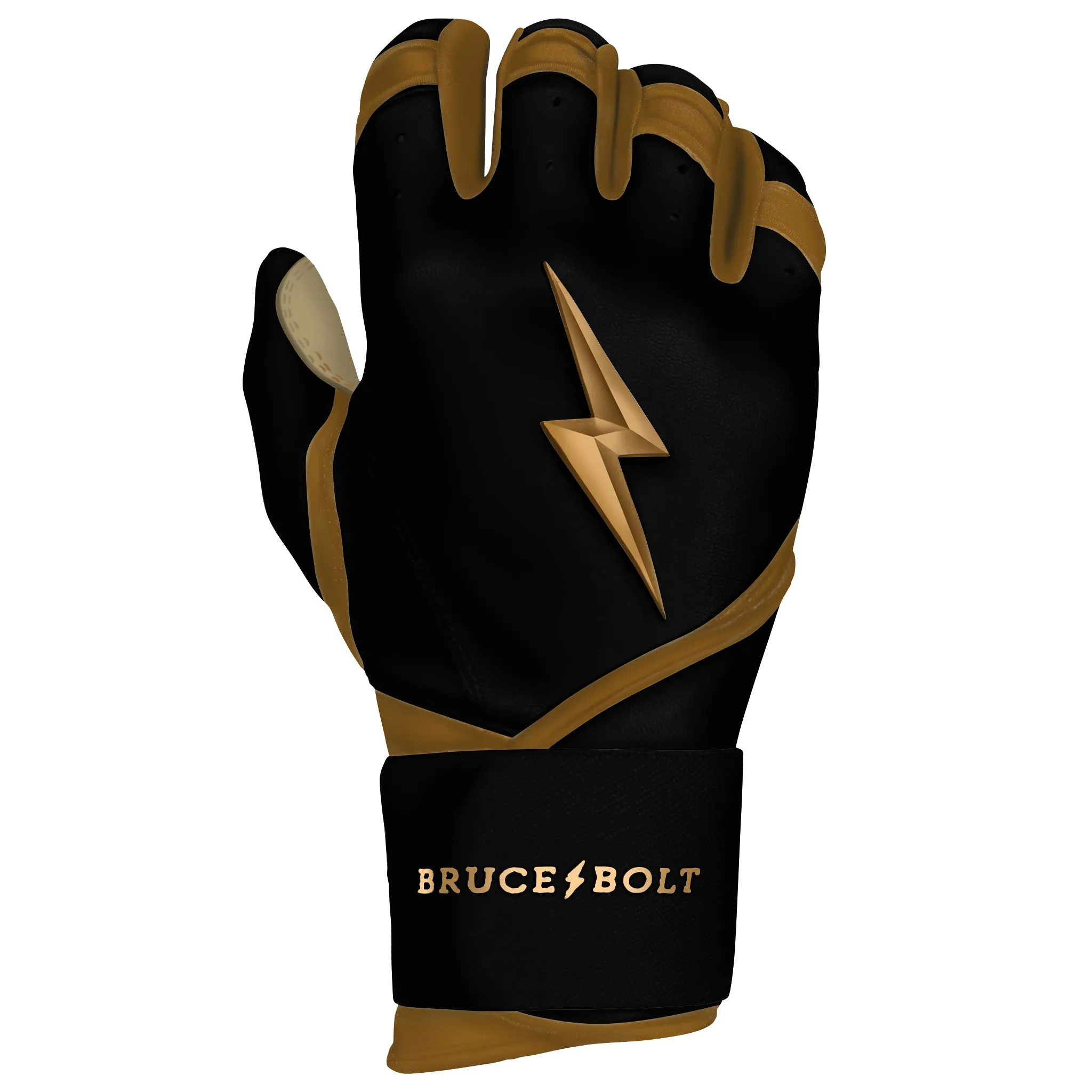 PREMIUM PRO GOLD SERIES Long Cuff Batting Gloves - Gold BLACK