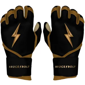 PREMIUM PRO GOLD SERIES Long Cuff Batting Gloves - Gold BLACK