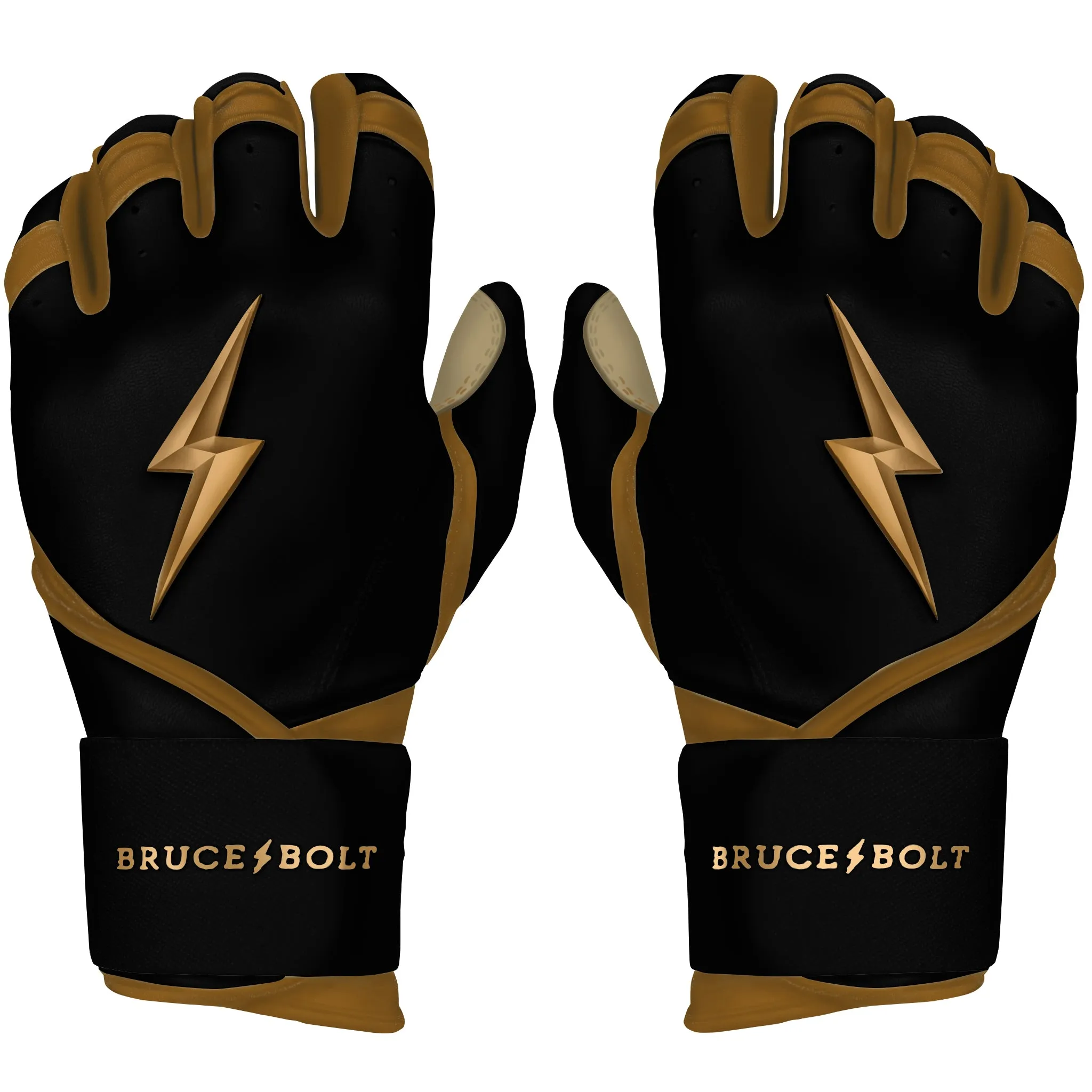 PREMIUM PRO GOLD SERIES Long Cuff Batting Gloves - Gold BLACK