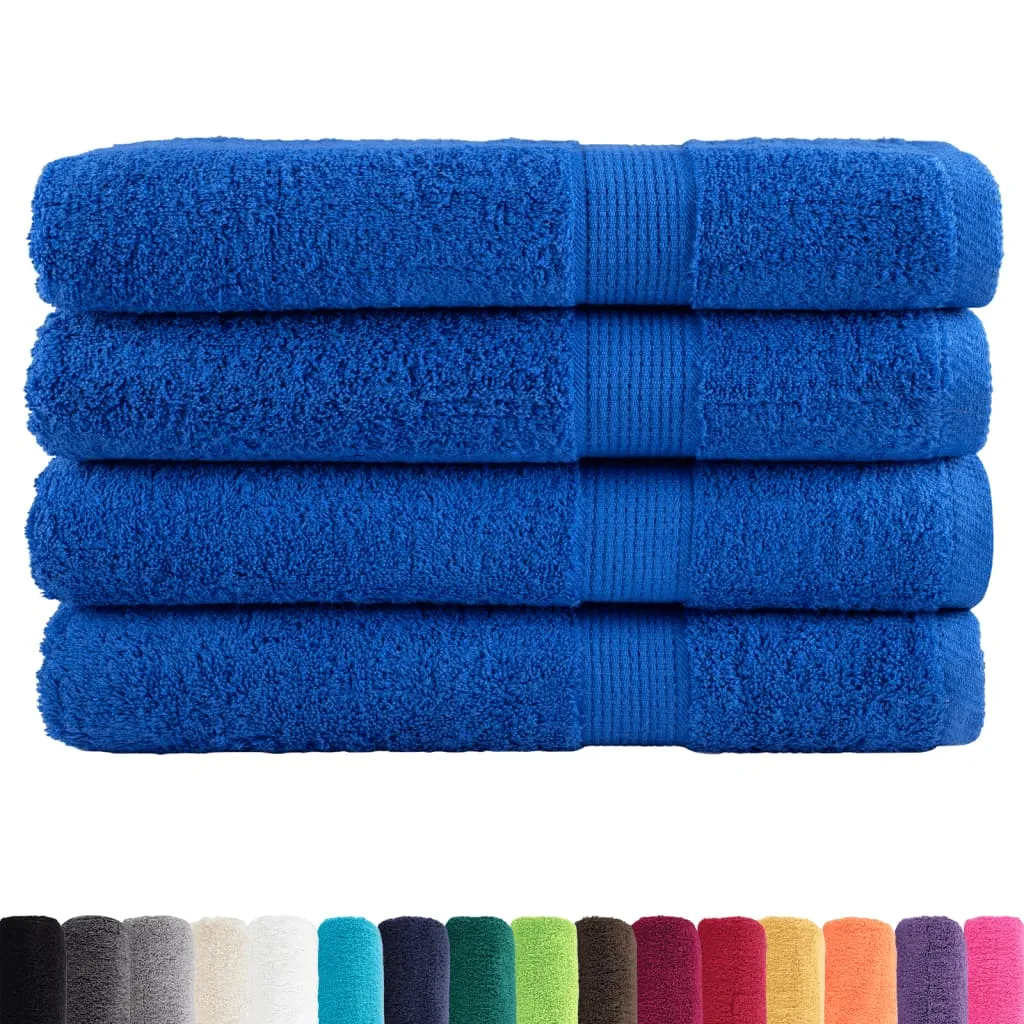 Premium Towels 4pcs Blue 100x200cm 600gsm 100% Cotton