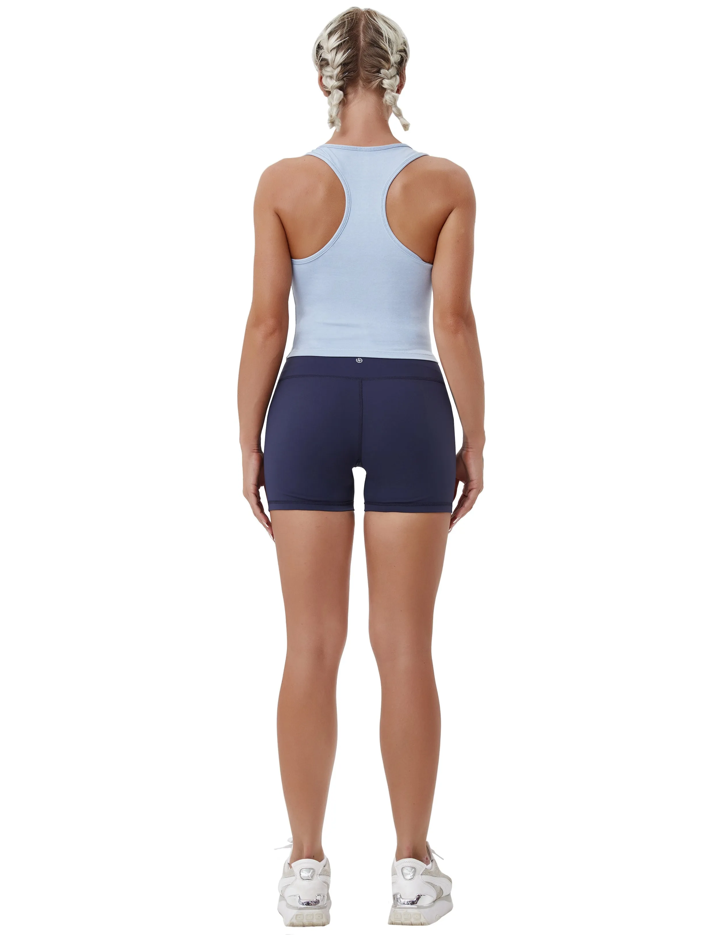 Racerback Athletic Crop Tank Tops heatherblue_yoga