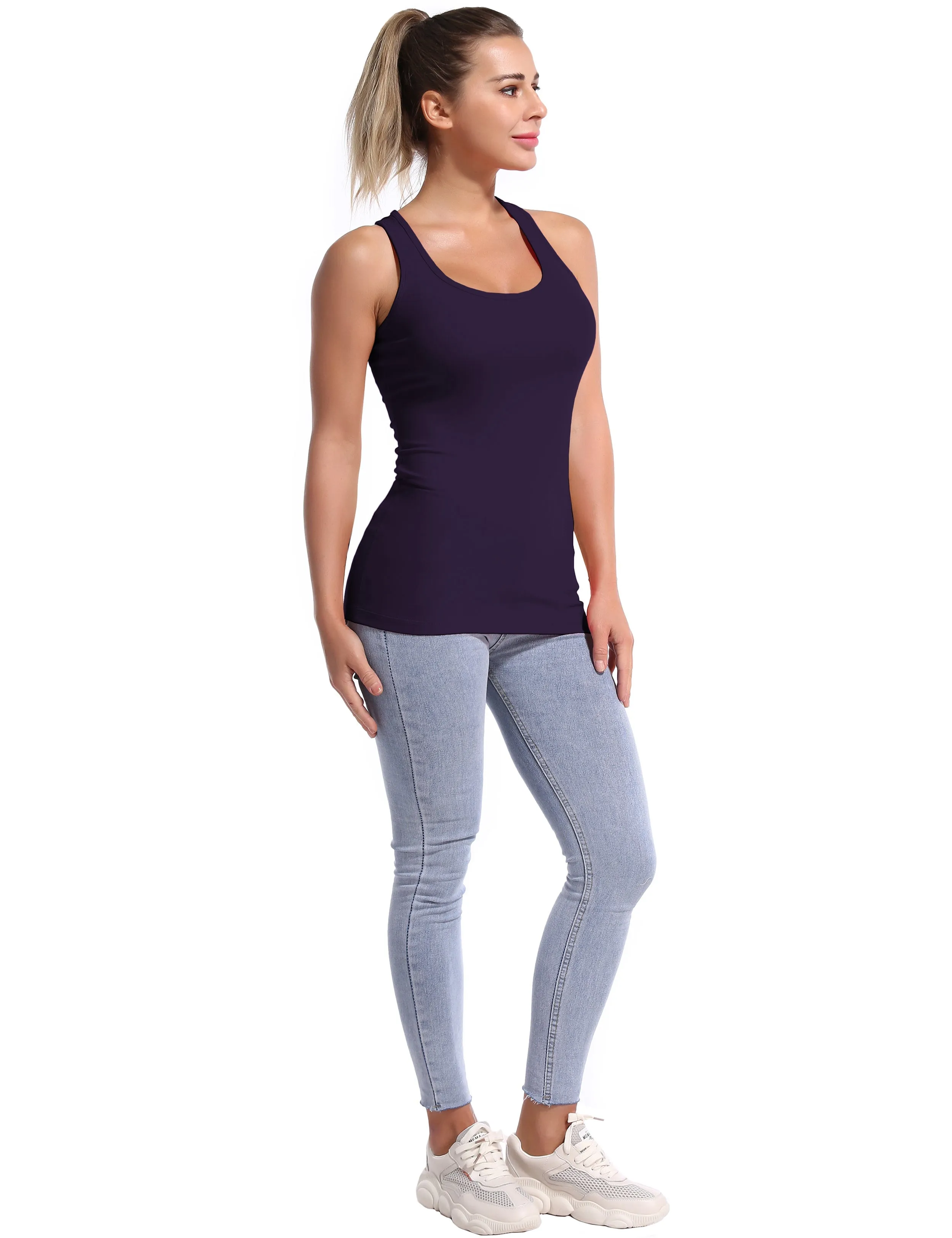 Racerback Athletic Tank Tops midnightblue_yogastudio