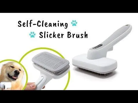 Self-Cleaning Slicker Brush for Dogs & Cats - Grey