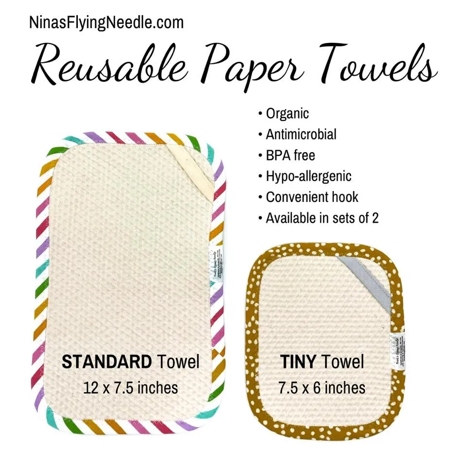 Set of 2 TINY Reusable Paper Towels - Lemons