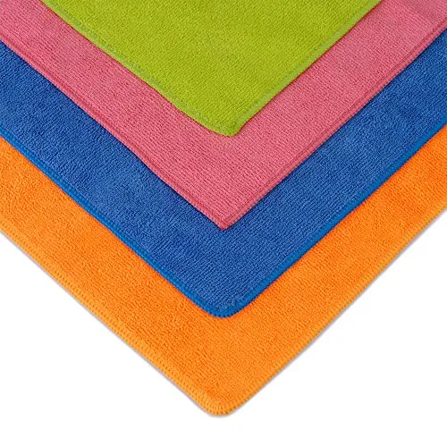 ShineXPro Microfiber Cloth for Kitchen - 4Pcs 40x40 CM - 300 GSM Multicolour Cleaning Cloth - Premium Multipurpose Kitchen Towels for Stainless Steel, Silverware, Windows and More