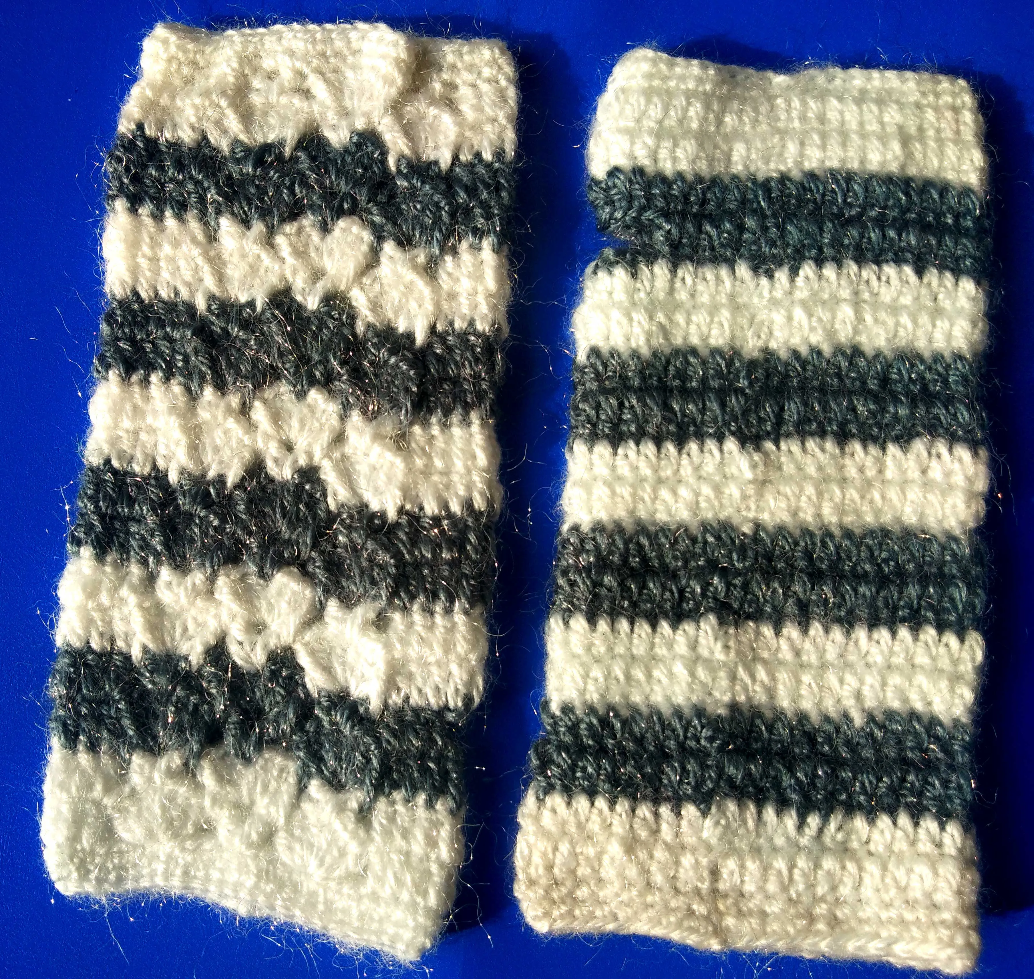 Unique Fingerless Woollen Long Knitted Arm Warmer White and Grey Combi Winter Gloves