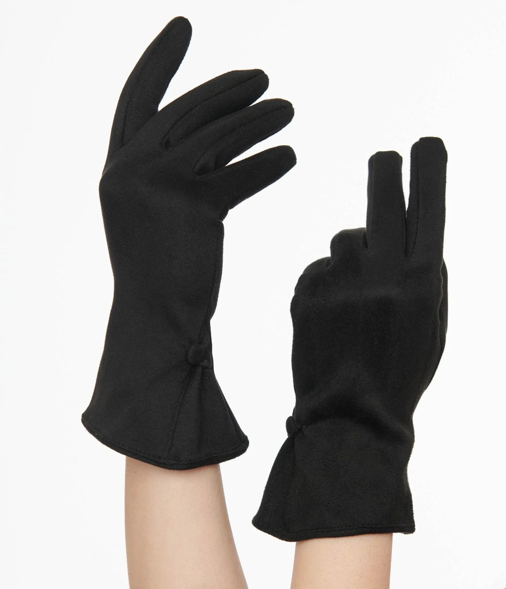 Unique Vintage 1950s Black Suede Gloves