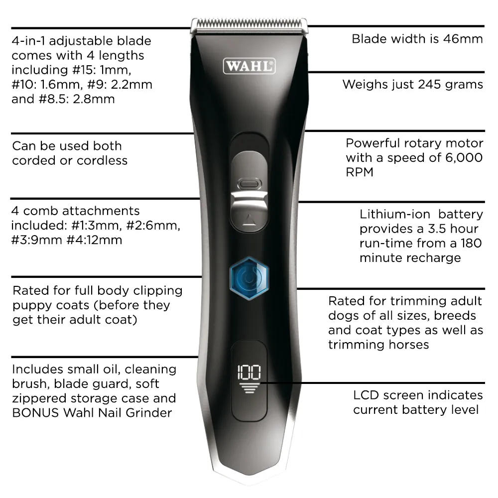 Wahl Smart Clip Cordless Clipper   BONUS Nail Grinder